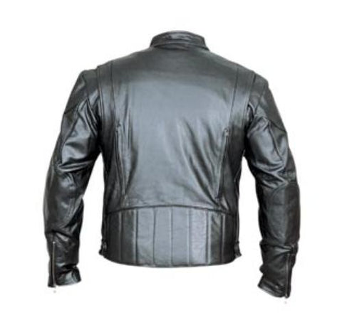 Mens Black Analine Leather Vented Motorcycle Jacket