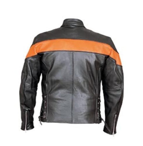 Mens Two Tonw Black and Orange Motorcycle Scooter Jacket