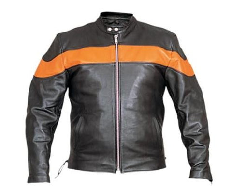 Mens Two Tonw Black and Orange Motorcycle Scooter Jacket