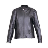 Ladies Black Analine Leather Basic Scooter Motorcycle Jacket