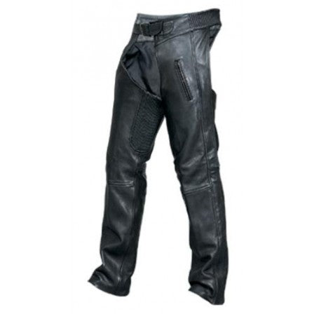 Black Naked Leather Elastic Waist and Thighs Motorcycle Chaps