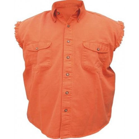 Mens Orange Cotton Sleeveless Shirt