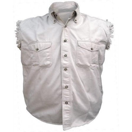 Mens Cream Cotton Sleeveless Shirt