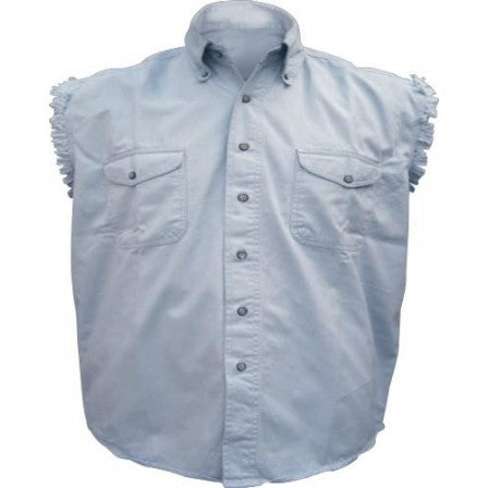 Mens Light Blue Cotton Sleeveless Shirt