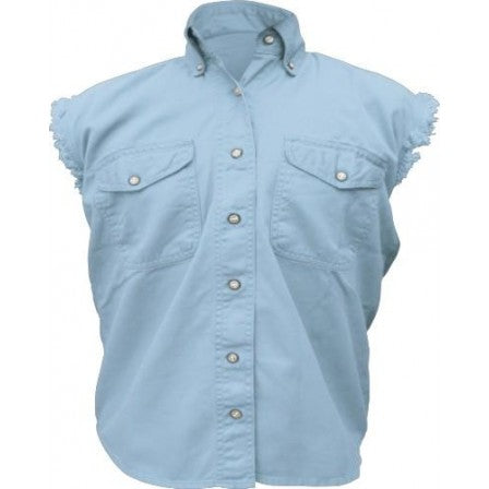 Ladies Light Blue Cotton Sleeveless Shirt