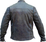 Mens Rustic Brown Leather Vented Motorcycle Touring Jacket