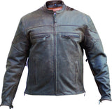 Mens Rustic Brown Leather Vented Motorcycle Touring Jacket