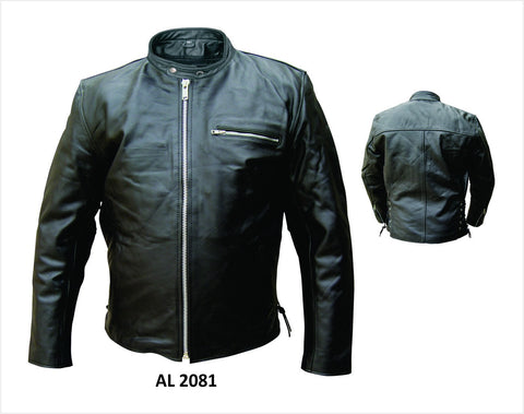 Mens Black Premium Leather Scooter Motorcycle Jacket