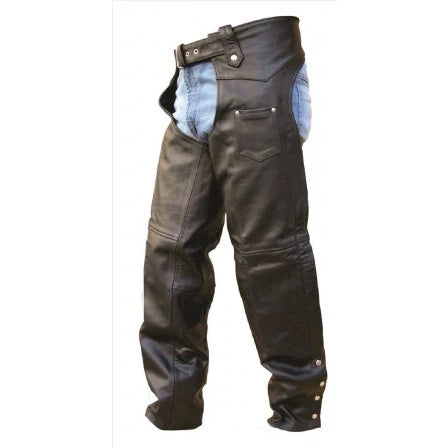 Premium Leather Plain Lined Motorcycle Chaps