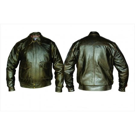 Mens Retro Brown Leather Bomber Jacket