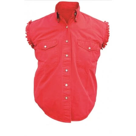 Mens Red Cotton Sleeveless Shirt