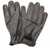 Black Leather Unlined Driving Motorcycle Gloves