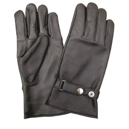 Black Lined Silver Snap Adjustment Full Finger Motorcycle Gloves