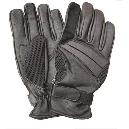 Black Full Finger Vented Gel Palm Motorcycle Gloves