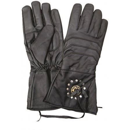 Black Lightly Lined Motorcycle Gauntlet Gloves