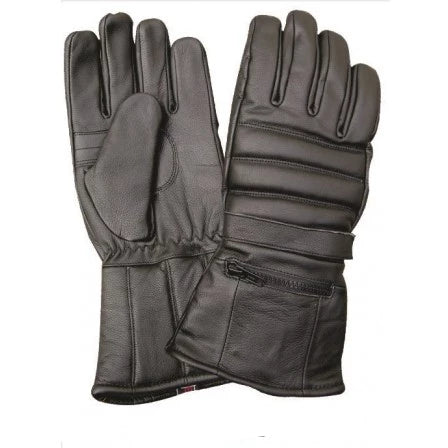 Black Padded Rain Cover Motorcycle Gauntlet Gloves