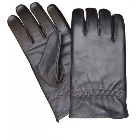 Black Unlined Naked Leather Lightly Padded Palm Motorcycle Full Finger Gloves