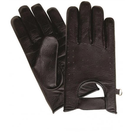 Mens Black Unlined Naked Leather Padded Palm Motorcycle Full Finger Gloves