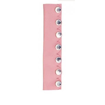 Pink Leather Silver Snaps Pony Tail Holder
