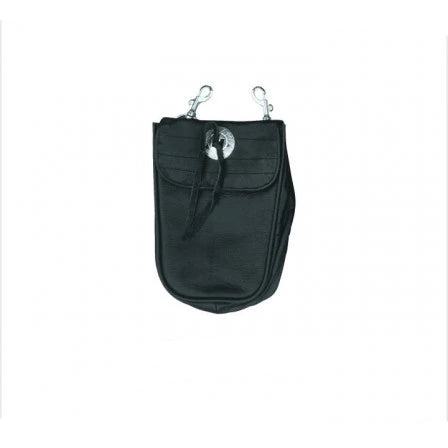 Black Plain Leather Belt Loop Bag