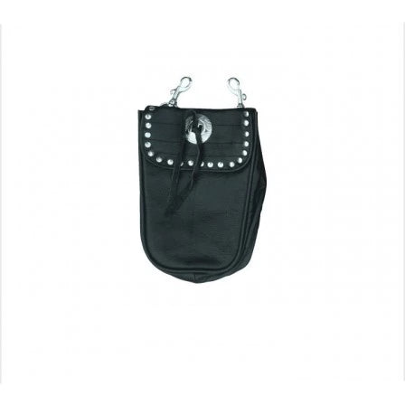 Black Leather Studded Belt Bag