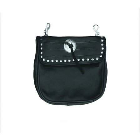 Black Leather Studded Belt Loop Bag